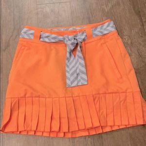 NIKE Golf Pleated Orange Grey Belted Skirt 4